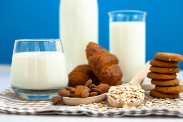 Fresh milk in the glass. Healthy eating.