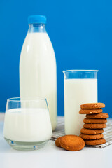 Fresh milk in the glass. Healthy eating.