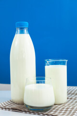 Fresh milk in the glass. Healthy eating.