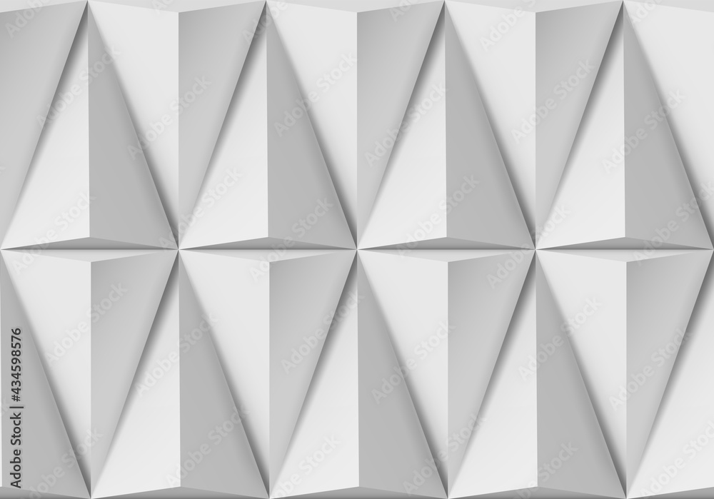 Poster Abstract white background with triangular 3D shapes in pattern and side light
