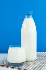 Fresh milk in the glass. Healthy eating.