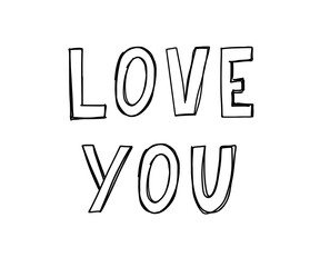 I Love You Hand lettering Text card