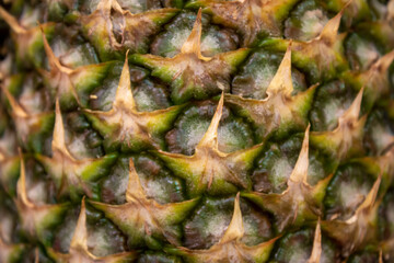 Fototapeta premium Exotic juicy green pineapple. Background on the theme of fruits, vitamins, healthy food.