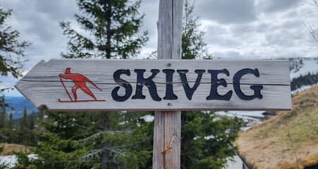 skiveg skiroad ski road sign norway skiing