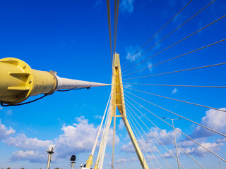 Signature Bridge is a cantilever spar cable-stayed bridge which spans the Yamuna river at Wazirabad section, connecting Wazirabad to East Delhi.
