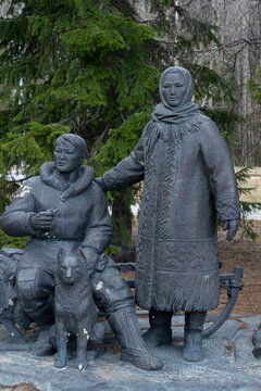 Monument to local Aboriginal people. Khanty-Mansiysk city
