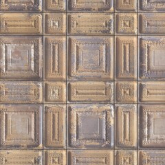 Antique weathered wall texture consists of squares and rectangles