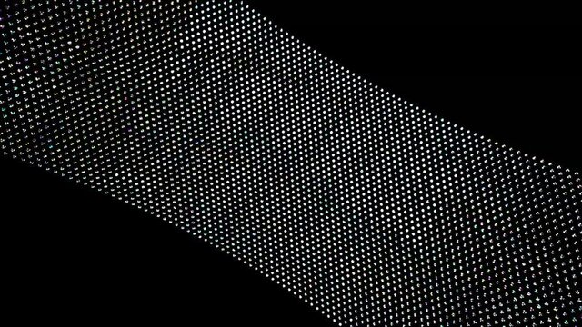 Geometric 3d render of wide strip dotted with even rows precious stones. Fields brilliant crystals swirling in darkness space. Rich design elite presentation with creative curves.