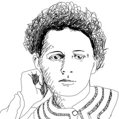 Realistic illustration of the scientist Marie Curie