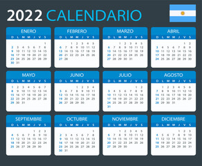 2022 Calendar - vector template graphic illustration - Argentinian version