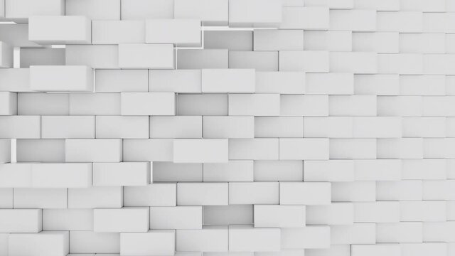 Computer generated background transformation of large rectangles into small. 3d rendering geometric wall