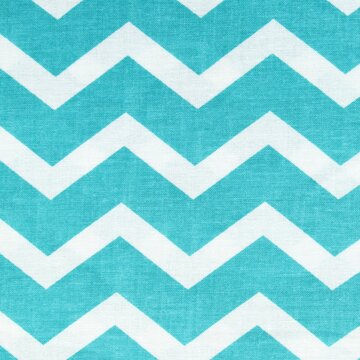 White and turquoise cotton fabric texture with chevron design