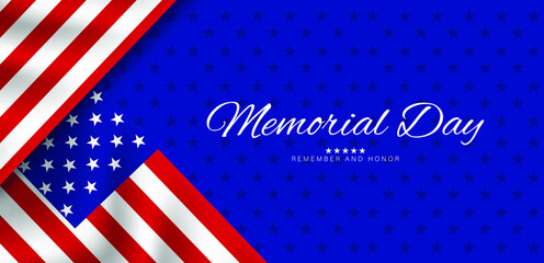 Memorial Day Remember and honor,  Vector illustration with USA flag.