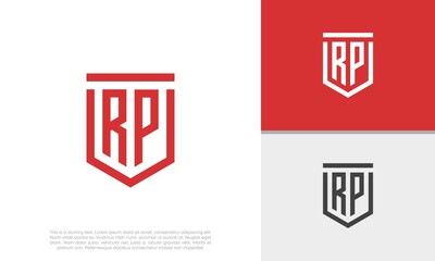Initials RP logo design. Initial Letter Logo. Shield logo.	
