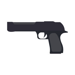 Pistol gun weapon vector illustration black crime handgun. War pistol trigger icon bullet. Isolated danger military army firearm ammunition silhouette symbol. Police arm hand element caliber drawing