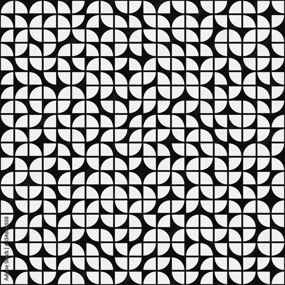 Poster black background and white quartes pattern. seamless ans vector geometric monochrome ornament. white