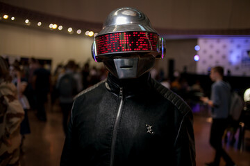Obraz premium Kiev, Ukraine - May 20, 2018: Comic Con, an annual festival of geek culture in Kiev, Ukraine. Cosplayers in costumes. People in costumes of characters in the Daft Punk, Marvel, DC Universe