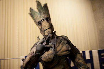 Obraz premium Kiev, Ukraine - May 20, 2018: Comic Con, an annual festival of geek culture in Kiev, Ukraine. Cosplayers in costumes. People in costumes of characters in the Marvel, DC Universe, computer games