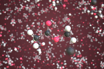 Methyl acetate molecule, scientific molecular model, 3d rendering
