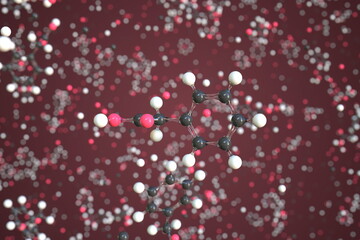 Molecule of phenylacetic acid, conceptual molecular model. Scientific 3d rendering