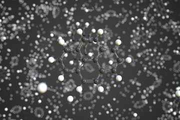 Pyrene molecule made with balls, scientific molecular model. Chemical 3d rendering