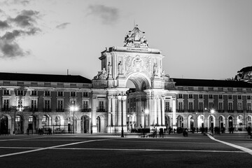 Rua Augusta Arch in Commerce Square in Lisbon, Portugal