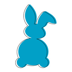 Rabbit blu  outline.Children's picture on clothes.Easter bunny vector illustration isolated on a white background. Easter Bunny for Cricut and Silhouette. Easter decoration for announcement bag shirt 