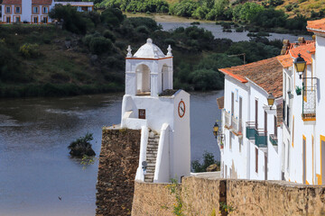 View of clock tower in Mertola Town in Alentejo, Portugal