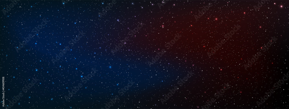 Wall mural beautiful galaxy background with nebula cosmos. between gradient red sky and blue sky in the space. 