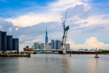 The bridge over the Saigon River is under construction