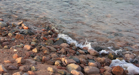 Rocky beach on the gulf of aqaba, Jordan