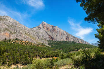 Pointed and steep mountain in the interior of the province of Aliccante (Spain).