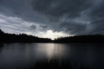 A dark, rainy day in the nature