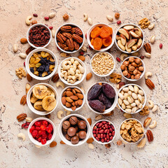 Nuts and dried fruits assortment.
