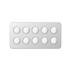 Pills blister pack. Colored flat vector illustration. Isolated on white background.