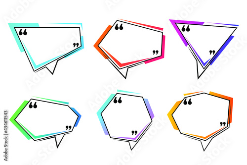 Quote Box Frame Set Text Speech Bubble Design Comment Quotation Feedback Sentence Quote Word Business Quote Citation Note Description Box Frame Template Vector Illustration Poster Sunshine