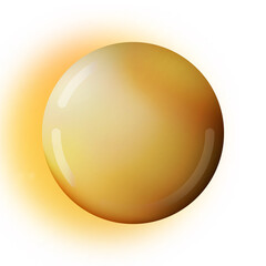Glass oange ball or precious pearl. Glossy realistic ball, 3D abstract vector illustration highlighted on a white background. Big metal bubble with shadow