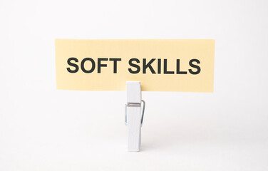 soft skills text on paper. On white background