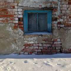 Old building with brick wall and window
