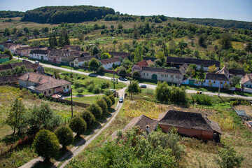 Fototapeta na wymiar Fortified church from Alma Vii village, Moșna commune, Sibiu county, September 2020,view from the Tower