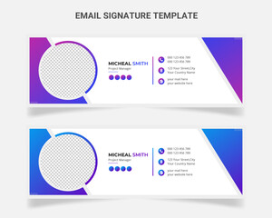 Email signature. Modern and minimalist Corporate mail, Personal business web  vector layout Template design.