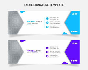 Email signature. Modern and minimalist Corporate mail, Personal business web  vector layout Template design.