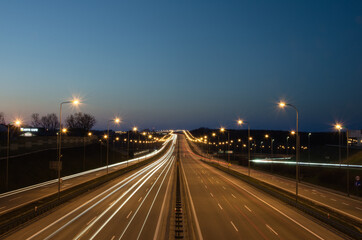 Fototapeta na wymiar Evening view of the Tricity ring road.