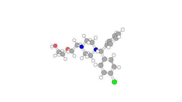 360&ordm; realistic 3D view of Hydroxyzine as a seamless loop over a white opaque background with alpha mask. Also called hydroxizine and hydroxyzin.