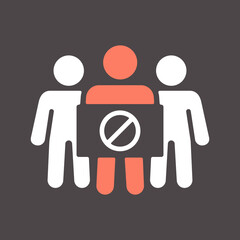 Crowd of people with placard with forbidden sign