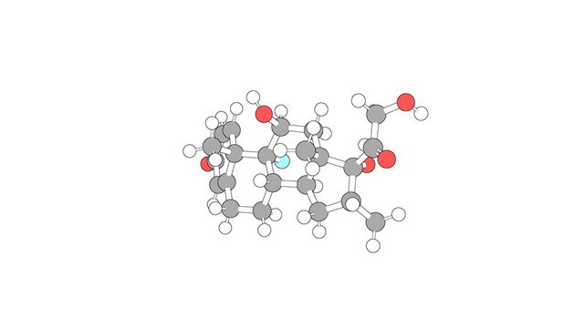 360º realistic 3D view of Dexamethasone as a seamless loop over a white opaque background with alpha mask. Also called decadron and maxidex.