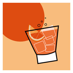 Italian spritz  retro cocktail - vector illustration