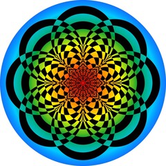 acred Geometry - 8 pointed star and Squares - Rainbow Pattern, Vector Illustration