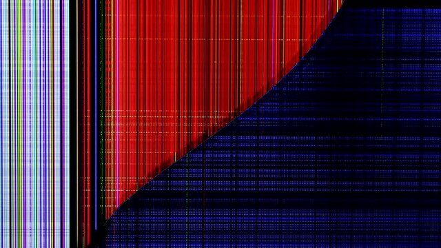 Colorful stripes on a broken LCD TV screen