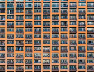 Abstract background. House facade with balconies.